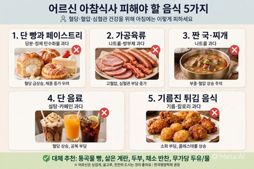 시니어가 아침에 피하면 좋은 음식
이미지